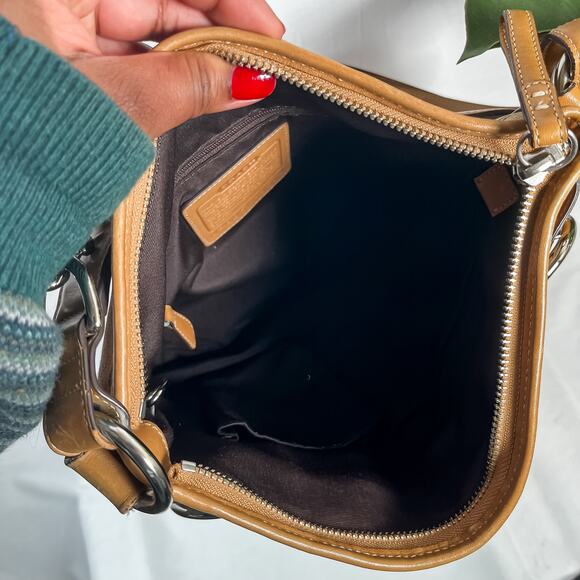 COACH 3574 Y2K VINTAGE Soho Shoulder Bag Double Buckle Tan Leather - Picture 11 of 11